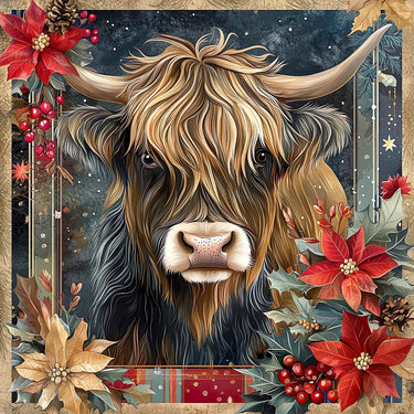 Christmas Highland Cow Sign, DCO-102179, Sign For Wreath, 10x10in Metal Sign